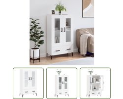 The Living Store Buffetkast - Hoge kast - Wit - 69.5 x 31 x 115 cm - Duurzaam hout - Metalen poten