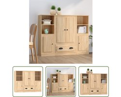 The Living Store Buffetkast - Hoge kasten - 132 x 35.5 x 103.5 cm - Sonoma eiken