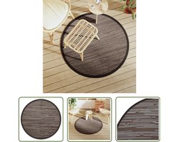 The Living Store Buitenkleed ARAKIL Ø 120 cm polypropeen bruin - Tuintapijt - Buitentapijt - Rond Tapijt - Patio Dekking - Terrasdecoratie