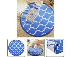 The Living Store Buitenkleed ARAKIL Ø160 cm polypropeen blauw - Tuintapijt - Buitentapijt - Terrasdecoratie - Patiodekoration - Rond Tapijt