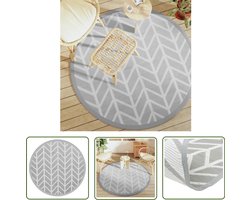 The Living Store Buitenkleed ARAKIL Ø160 cm polypropeen grijs - Tuintapijt - Outdoor Tapijt - Patio Tapijt - Veranda Tapijt - Grijze Tapijt