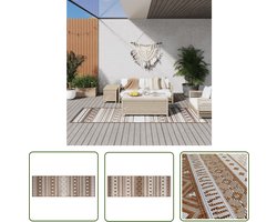 The Living Store Buitenkleed omkeerbaar 80x250 cm bruin en wit - Buitenkleed - Tapijt - Terrastafel - Patio - Tuindecoratie