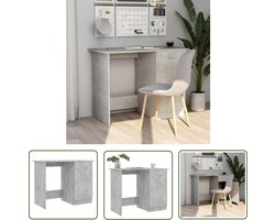 The Living Store Bureau 100x50x76 cm bewerkt hout betongrijs - Modern Bureau - Houten Bureau - Betonnen Grijs Bureau - Bureau Met Lades - Compact Bureau