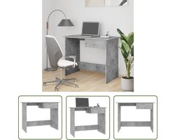 The Living Store Bureau 100x50x76 cm bewerkt hout betongrijs - Werkbureau - Bureau Beton Grijs - Houten Bureau - Modern Bureau - Minimalistisch Bureau