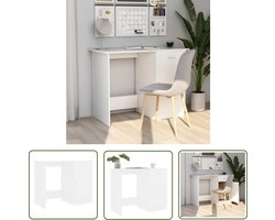 The Living Store Bureau 100x50x76 cm bewerkt hout wit - Kantoorbureau - Bureau Kopen - Houten Bureau - Wit Bureau - Compact Bureau