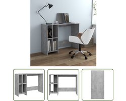 The Living Store Bureau 102,5x35x75 cm bewerkt hout betongrijs - Modern Bureau - Beton Look Bureau - Compact Bureau - Bureau Met Laden - Stapelbare Bureaus