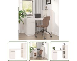 The Living Store Bureau 110x53x117 cm massief grenenhout wit - Kantoortafels - Bureaus - Houten Bureau - Wit Bureau - Compacte Bureaublad
