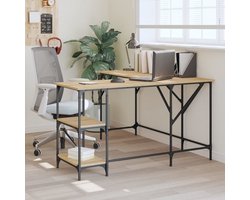 The Living Store Bureau 139x139x75 cm bewerkt hout sonoma eikenkleurig - Kantoorbureau - Bureau Sonoma Eiken - Houten Bureau - Hoekbureau - Bureau Met Laden