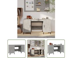The Living Store Bureau 140x50x75 cm bewerkt hout betongrijs - Industriële Bureau - Houten Bureau - Beton Grijs Bureau - Compact Bureau - Werkstation