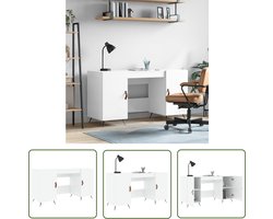 The Living Store Bureau 140x50x75 cm bewerkt hout hoogglans wit - Bureau - Houten Bureau - Kantoorbureau - Studentenkamer - Laptop Tafel