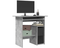 The Living Store Bureau 80x45x74 cm bewerkt hout betongrijs - Kantoormeubel - Bureau - Home Office - Werken Vanuit Huis - Laptop Tafel