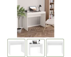 The Living Store Bureau 90x40x72 cm bewerkt hout wit - Modern Bureau - Houten Bureau - Wit Bureau - Compact Bureau - Laptop Tafel