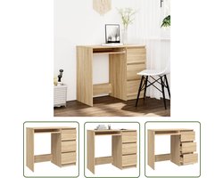 The Living Store Bureau 90x45x76 cm bewerkt hout sonoma eikenkleurig - Kantoorbureau - Bureau - Houten Bureau - Sonomaneik - Werkstation