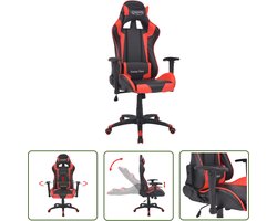 The Living Store Bureau-/gamestoel verstelbaar kunstleer rood - Gaming Stoel - Race Stoel - Kantoorsstoel - Ergonomische Stoel - Bureaustoel