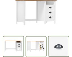 The Living Store Bureau Hill 3 lades 120x50x74 cm massief grenenhout - Kantoormeubilair - Bureau - Schrijfbureau - Home Office - Laptop Tafel