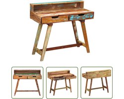 The Living Store Bureau massief gerecycled hout - Vintage Bureau - Bureaus Online Kopen - Industrieel Bureau - Tweedehands Bureau - Houten Bureau