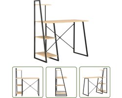 The Living Store Bureau met schappen 102x50x117 cm zwart en eikenkleurig - Kantoorbureau - Bureaus - Houten Bureau - Modern Bureau - Bureau Met Vakken