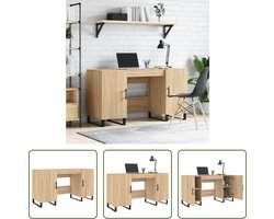 The Living Store Bureau Opbergkast - 140 x 50 x 75 cm - Sonoma Eiken - IJzer - Industriële Stijl