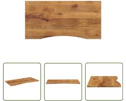 The Living Store Bureaublad met ronding 120x50x2,5 cm massief ruw mangohout - Houten Bureau Blad - Mangohout Bureau - Bureau Accessoires - Kantoor Meubilair - Werkblad