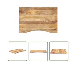 The Living Store Bureaublad met ronding 80x60x2,5 cm massief ruw mangohout - Houten Bureau Blad - Mango Hout - Landelijk Design - Bureau Accessoires - Thuiskantoor