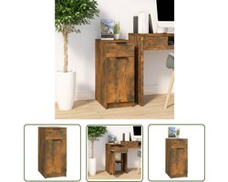 The Living Store Bureaukast 33,5x50x75 cm bewerkt hout gerookt eikenkleurig - Bureaukast - Houten Bureaukast - Opbergkast - Kantooroplossing - Werkplace Organisatie