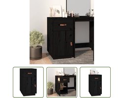 The Living Store Bureaukastje 40x50x75 cm massief grenenhout zwart - KantoorKast - Houten Kast - Opbergkast - Buro Accessoires - Bureaublad Organizer
