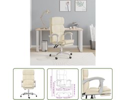 The Living Store Bureaustoel Verstelbaar - Kunstleer - 63x56x(112.5-122)cm - Crème