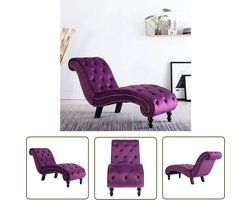 The Living Store Chaise longue fluweel paars - Loungesofa - Chaiselongue - Velvet Bank - Lounge Stoel - Relaxstoel
