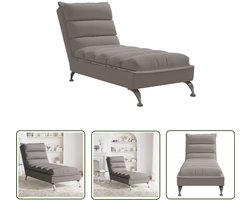 The Living Store Chaise longue met kussens stof taupe - Chaise Longue - Loungestoel - Fauteuil - Relaxstoel - Stoffen Chaise Longue