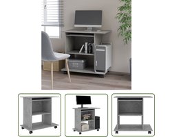 The Living Store Computerbureau 80x50x75 cm bewerkt hout betongrijs - Computerbureau - Bureaus - Laptop Tafel - Thuiswerkplek - Beton Grijs Meubilair