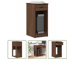 The Living Store Computertorenstandaard met lade 35x45x77 cm bruin eikenkleur - Computertoren Standaard - Bureau Accessoires - Houten Bureau Organizer - Laptop Tafel - Pc Houder