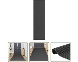 The Living Store Deurmat 115x400 cm gestreept 115x400 cm zwart en grijs - Deurmat - Vloerkleed - Hal Runner - Anti Slip - Zwarte Deurmat