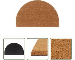 The Living Store Deurmat halfrond 50x80 cm getufte kokosvezel naturel - Deurkmat - Kokosvezel Mat - Entree Mat - Loopmat - Vloerverwarming Compatibel