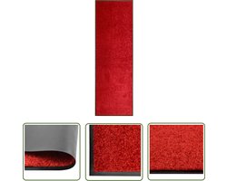 The Living Store Deurmat wasbaar 60x180 cm rood - Deurklink - Deurmat - Vloerkleden - Interieurdecoratie - Stoffen Deurmat
