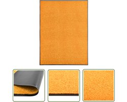 The Living Store Deurmat wasbaar 90x120 cm oranje - Deurkmat - Deurmatten - Vloerkleden - Antislip Mat - Binnenmat