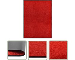 The Living Store Deurmat wasbaar 90x120 cm rood - Deurkmat - Deurmatten - Vloerkleden - Binnenmat - Buitenmat
