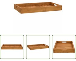 The Living Store Dienblad 60x35 cm massief teakhout - Dienblad Teak - Serviesplank - Serveringsplateau - Houten Dienblad - Keukenaccessoires