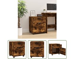 The Living Store Dossierkast verrijdbaar 45x38x54 cm bewerkt hout gerookt eiken - Dossierkast - Houten Kasten - Bureau Accessoires - Opbergkasten - Robuuste Meubels