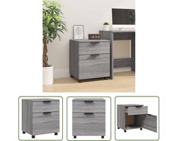 The Living Store Dossierkast verrijdbaar 45x38x54 cm bewerkt hout grijs sonoma - Dossierkast - Houten Kasten - Grijze Meubels - Bureau Accessoires - Opbergkasten