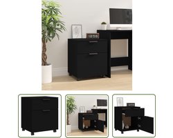 The Living Store Dossierkast verrijdbaar 45x38x54 cm bewerkt hout zwart - Bureaukast - Houten Bureaukast - Dossierskast - Opbergkast - Kast