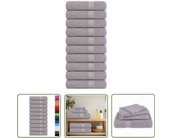 The Living Store Douchehanddoeken 10 st 70x140 cm 360 g/m² 100% katoen grijs - Badhanddoeken - Handdoekenset - Katoen Handdoeken - Douchedweilers - Badkamervloeren