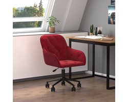 The Living Store Draaibare Kantoorstoel - Wijnrood Fluweel - 56 x 61 x (78 - 86) cm - Gasveermechanisme