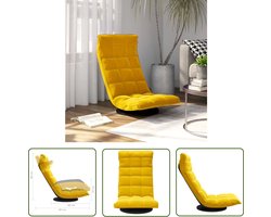 The Living Store Draaibare Vloerstoel - Vloerstoel - 90 x 54 x 80 cm - Geel Fluweel - Inklapbaar - 360 graden draaibaar - Montage vereist
