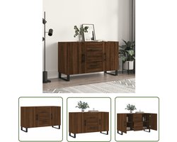 The Living Store Dressoir 100x36x60 cm bewerkt hout bruin eikenkleur - Dressoir - Houten Dressoir - Modern Dressoir - Bruine Dressoir - Opbergkast