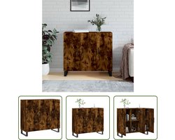 The Living Store Dressoir - Gerookt Eiken - 90 x 34 x 80 cm - Duurzaam hout en metaal