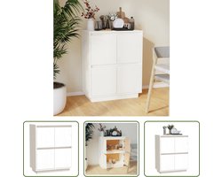 The Living Store Dressoir - Grenenhout en MDF - 60 x 34 x 75 cm - Wit