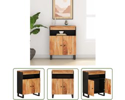 The Living Store Dressoir met 2 deuren 60x33x75 cm massief acaciahout - Dressoir - Massief Hout - Acacia - Vintage Stijl - Salontafel