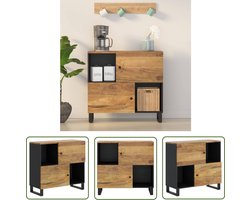 The Living Store Dressoir met 2 deuren 80x33x75 cm massief mangohout - Dressoir - Mangohouten Dressoir - Vintage Dressoir - Landelijk Dressoir - Salontafel