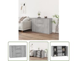 The Living Store Dressoir - Minimalistisch - Meubelen - Afmetingen- 91 x 29.5 x 65 cm - Materiaal- Bewerkt hout - Kleur- Grijs sonoma eiken - Ken- Voldoende opbergruimte