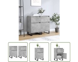 The Living Store Dressoirs 2 st 40x35x70 cm bewerkt hout betongrijs - Dressoir - Opbergkast - Kast - Beton Grijs - Houten Dressoir
